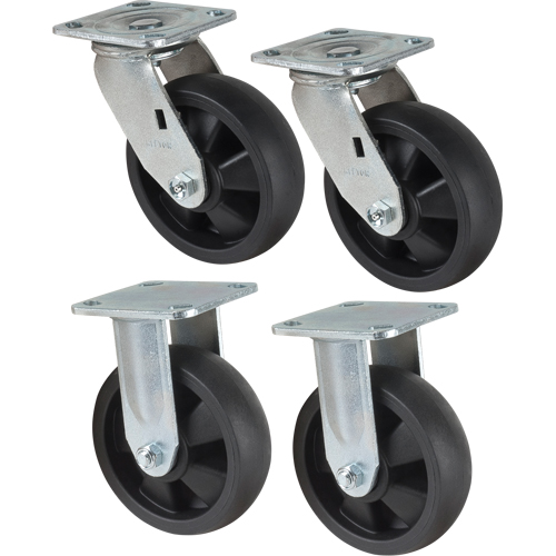 Caster Set, Rigid/Swivel, 6" (152.4 mm), Nylon, 2400 lbs. (1089 kg.) NRZ Safety Inc.