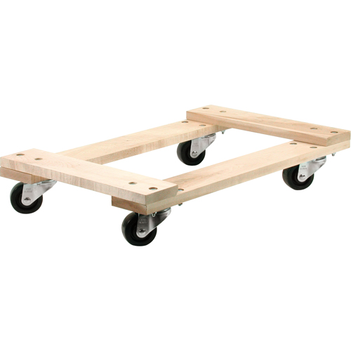 Chariots en Bois Franc - usage moyen, Roues en Polyol&eacute;fine, Capacit&eacute; de 900 lb, 18" la x 30" p x 7" h NRZ Safety Inc.