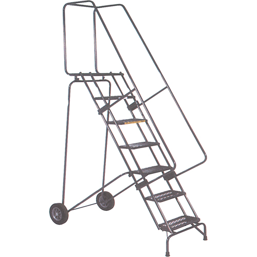 Fold-N-Store Rolling Ladders, 11 Steps, Perforated, 110" High NRZ Safety Inc.