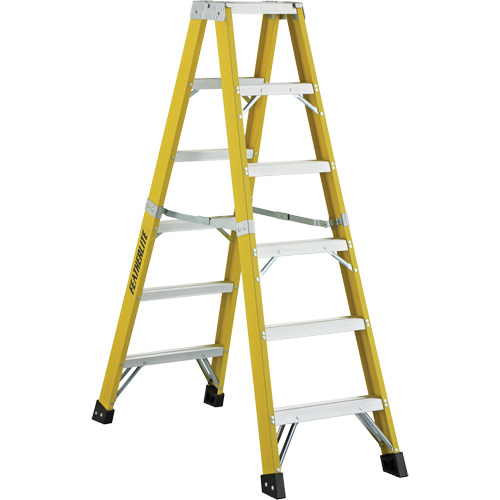 6600 Series Industrial Heavy-Duty 2-Way Stepladders, Fibreglass, 300 lbs. Capacity, 6' NRZ Safety Inc.