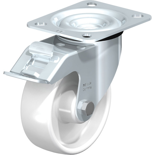 White Caster, Swivel with Brake, 4" (101.6 mm), Polyamide, 275 lbs. (125 kg.) NRZ Safety Inc.