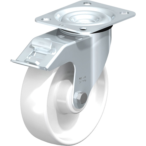 White Caster, Swivel with Brake, 5" (127 mm), Polyamide, 275 lbs. (125 kg.) NRZ Safety Inc.