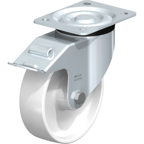 White Caster, Swivel with Brake, 6" (152.4 mm), Polyamide, 440 lbs. (199.58 kg.) NRZ Safety Inc.