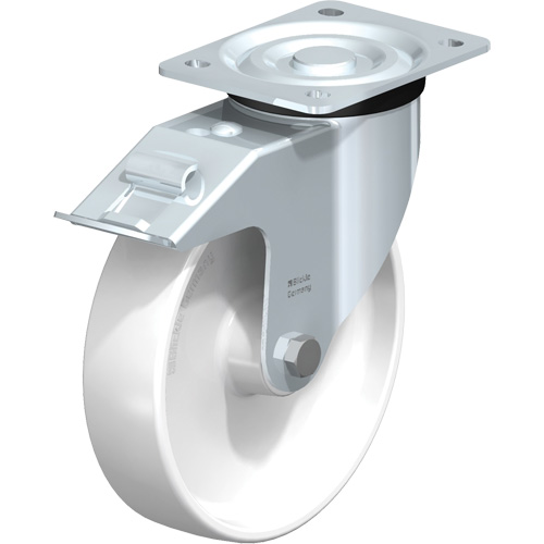 White Caster, Swivel with Brake, 8" (203.2 mm), Polyamide, 440 lbs. (199.58 kg.) NRZ Safety Inc.