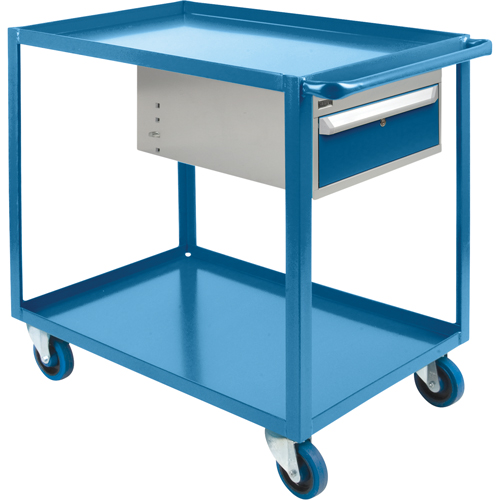 Chariots &agrave; tablettes avec tiroir, 1200 lb Capacit&eacute;, Acier, 24" x la, 36" x ha, 48" p, Roues en Caoutchouc, Enti&egrave;rement soud&eacute;, 1 tirroirs NRZ Safety Inc.