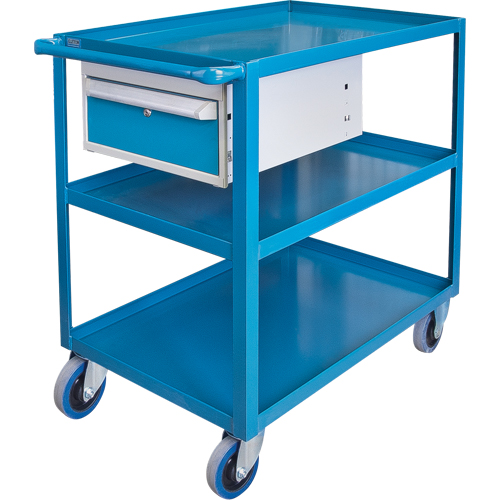 Chariots &agrave; tablettes avec tiroir, 1200 lb Capacit&eacute;, Acier, 24" x la, 36" x ha, 48" p, Roues en Caoutchouc, D&eacute;mont&eacute;, 1 tirroirs NRZ Safety Inc.