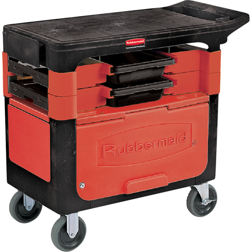 Trades Carts With Lockable Cabinet, 2 Drawers, 38" L x 19-1/4" W x 33-3/8" H, Black NRZ Safety Inc.