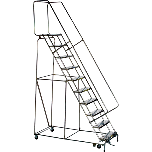&eacute;chelles roulantes &agrave; marche verrouillable, 9 marches, Largeur de la marche 24", Hauteur de la plateforme 90", Acier inoxydable NRZ Safety Inc.