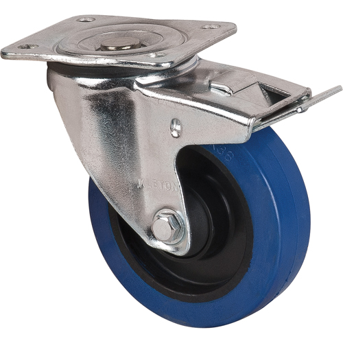 Blue Caster, Swivel with Brake, 5" (127 mm), Rubber, 400 lbs. (181 kg.) NRZ Safety Inc.