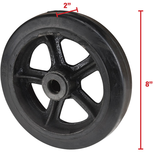 Mold-On Rubber Wheel, 8" (203 mm) Dia. x 2" (51 mm) W, 400 lbs. (181 kg.) Capacity NRZ Safety Inc.