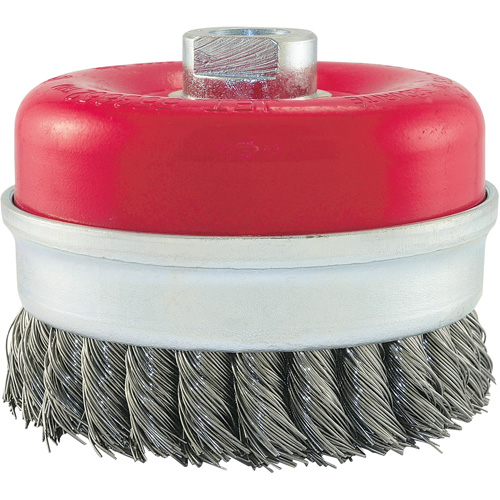 Brosse boisseau &agrave; fils li&eacute;s et nou&eacute;s, 4" dia. x 5/8"-11 arbre NRZ Safety Inc.