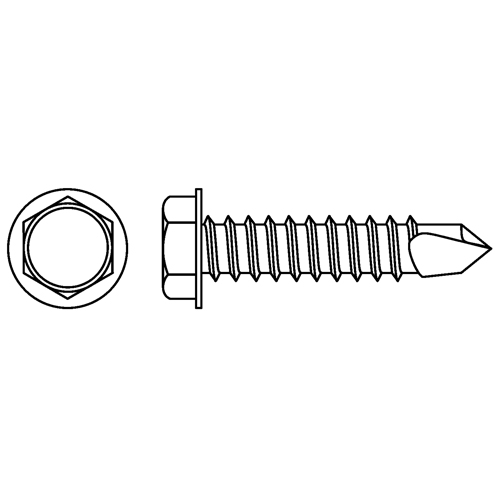 Self Drill Hex Washer, 1/4" x 3/4" L, Stainless Steel NRZ Safety Inc.