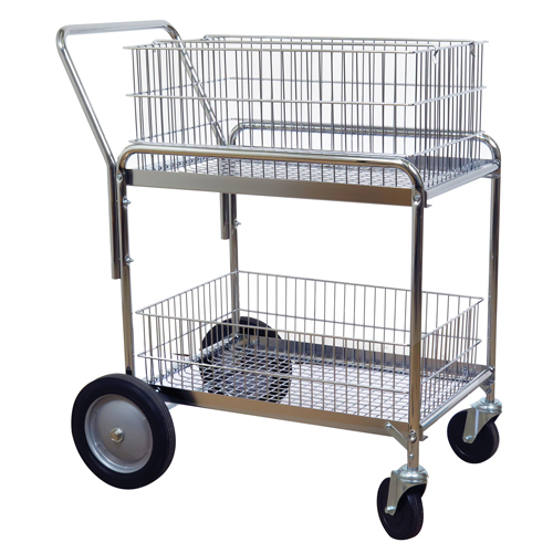 Chariot de bureau en treillis m&eacute;tallique pour le courrier, 200 lb Capacit&eacute;, Chrome, 23-3/4" p x 33-1/2" la x 38-1/4" h, Chrom&eacute; NRZ Safety Inc.