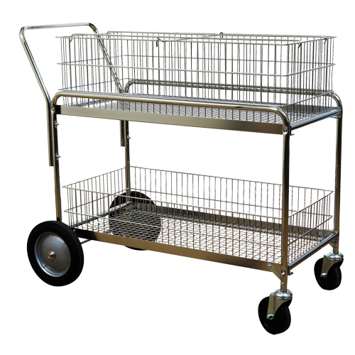 Chariot de bureau en treillis m&eacute;tallique pour le courrier, 250 lb Capacit&eacute;, Chrome, 23-3/4" p x 43" la x 38-1/2" h, Chrom&eacute; NRZ Safety Inc.