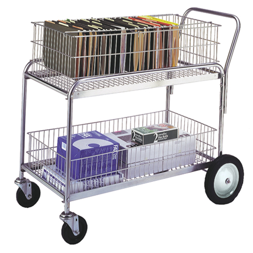 Chariot de bureau en treillis m&eacute;tallique pour le courrier, 250 lb Capacit&eacute;, Chrome, 23-3/4" p x 43" la x 38-1/2" h, Chrom&eacute; NRZ Safety Inc.