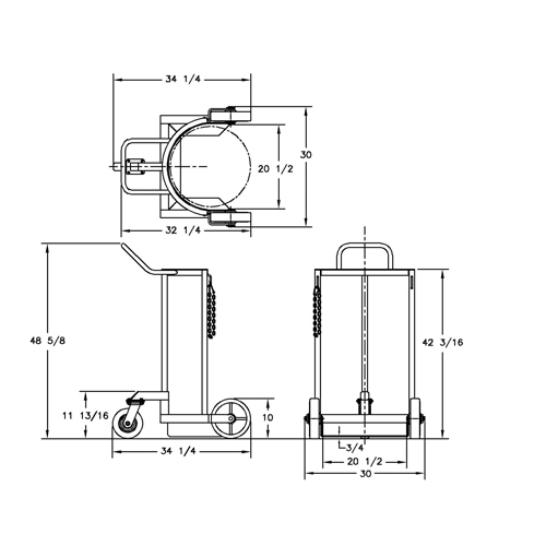 Grand chariot LCC pour bouteille de gaz liquide, Roues Polyur&eacute;thane, Base de 20" la x 20" p, 1000 lb NRZ Safety Inc.