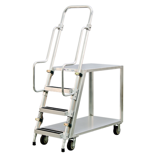 Aluminum Stock Picking Ladder Cart, Aluminum, 22" W x 51-1/2" D, 2 Shelves, 800 lbs. Capacity NRZ Safety Inc.