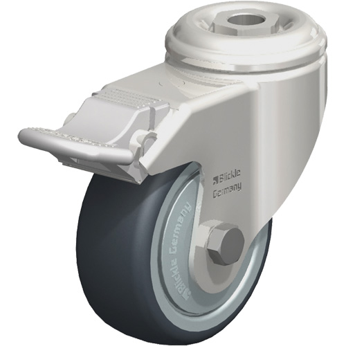 Stainless Steel Thermoplastic Elastomer Caster, Swivel with Brake, 3-1/8" (79.5 mm) Dia., 220 lbs. (100 kg.) Capacity NRZ Safety Inc.