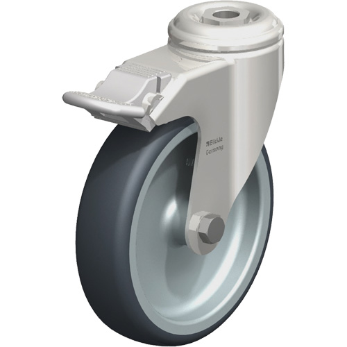 Stainless Steel Thermoplastic Elastomer Caster, Swivel with Brake, 5" (127 mm) Dia., 265 lbs. (120 kg.) Capacity NRZ Safety Inc.