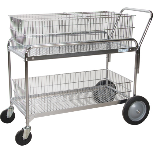 Chariot de bureau en treillis m&eacute;tallique pour le courrier, 250 lb Capacit&eacute;, Chrome, 23" p x 42" la x 38" h, Chrom&eacute; NRZ Safety Inc.