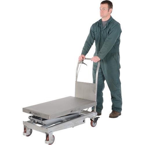 Table &eacute;l&eacute;vatrice hydraulique manuelle &agrave; ciseaux, 35-1/2" lo x 20" la, Partiellement en acier inoxydable, Capacit&eacute; 800 lb NRZ Safety Inc.