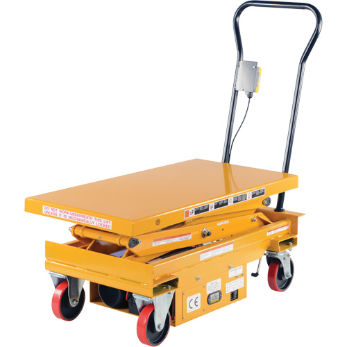 DC Powered Hydraulic Scissor Lift Elevating Cart, Steel, 39-3/4" L x 20-1/2" W, 1000 lbs. Capacity NRZ Safety Inc.