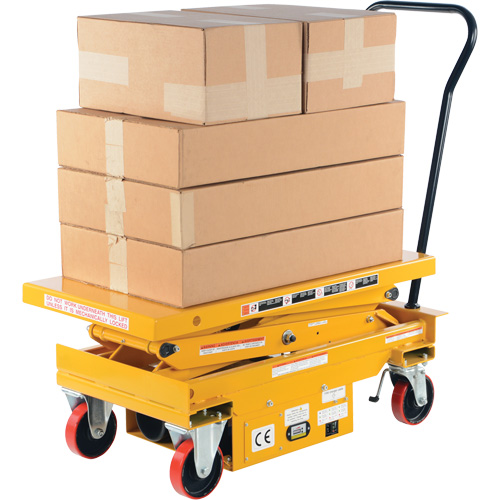 DC Powered Hydraulic Scissor Lift Elevating Cart, Steel, 39-3/4" L x 20-1/2" W, 1000 lbs. Capacity NRZ Safety Inc.