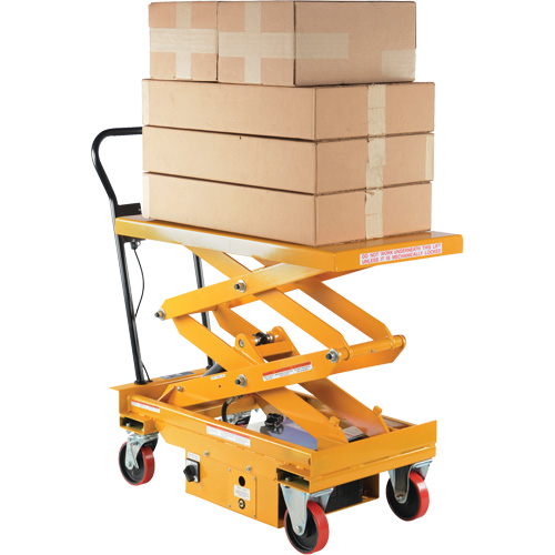 DC Powered Hydraulic Scissor Lift Elevating Cart, Steel, 39-3/4" L x 20-1/2" W, 1000 lbs. Capacity NRZ Safety Inc.