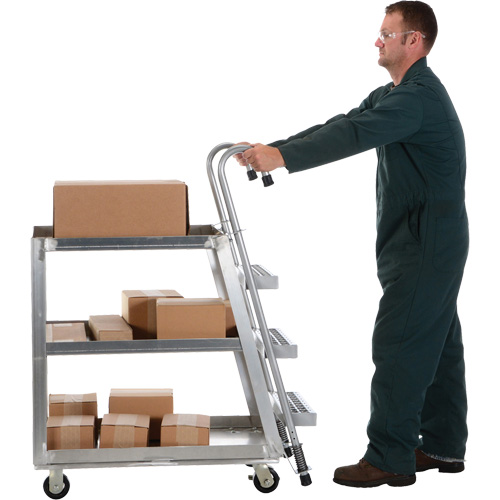 Chariot de pr&eacute;l&egrave;vement de stock, Aluminium, 21-7/8" la x 40" p, 3 tablettes, Capacit&eacute; 660 lb NRZ Safety Inc.