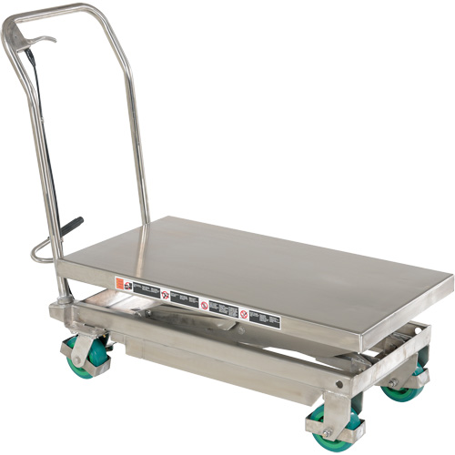 Manual Hydraulic Scissor Lift Table, 36-1/4" L x 19-3/8" W, Stainless Steel, 600 lbs. Capacity NRZ Safety Inc.