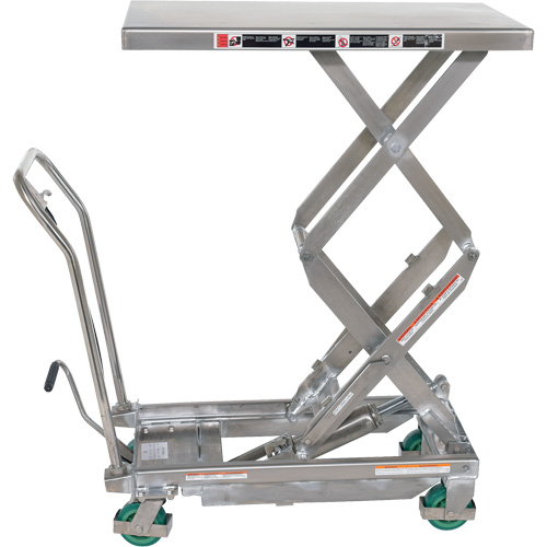 Manual Hydraulic Scissor Lift Table, 36-1/4" L x 19-3/8" W, Stainless Steel, 600 lbs. Capacity NRZ Safety Inc.