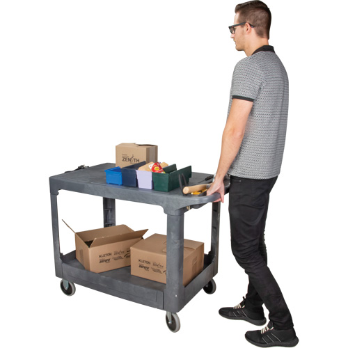 Flat-Shelf Utility Service Cart, 2 Tiers, 25-1/4" x 32-1/4" x 44", 550 lbs. Capacity NRZ Safety Inc.