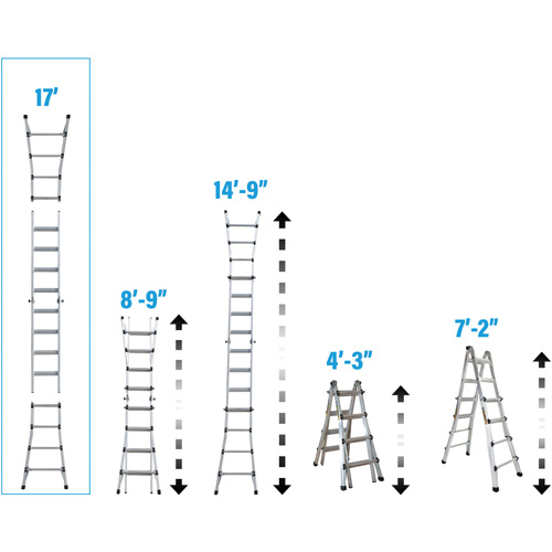 &eacute;chelle t&eacute;lescopique multifonction, Aluminium, 300 lb, CSA calibre 1A NRZ Safety Inc.