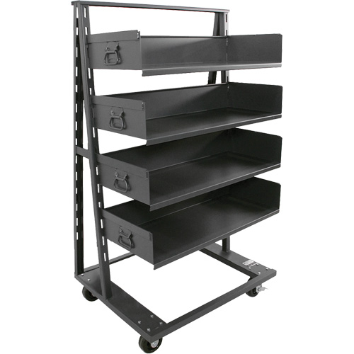 Single-Sided Heavy Duty A-Frame Cart with 4 Large Trays, 38" x 25" x 63", 2500 lbs. Capacity NRZ Safety Inc.