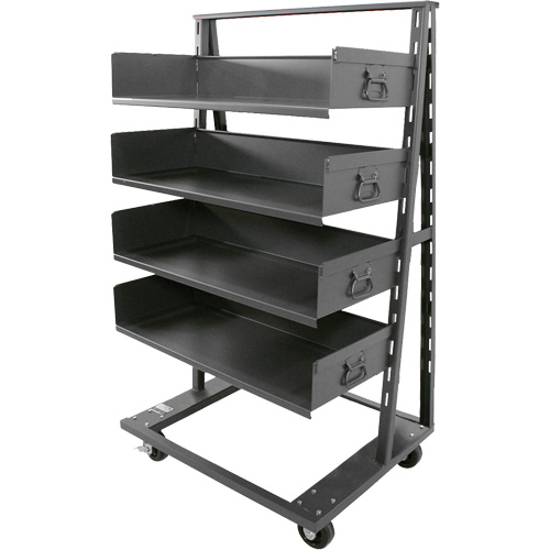 Single-Sided Heavy Duty A-Frame Cart with 4 Large Trays, 38" x 25" x 63", 2500 lbs. Capacity NRZ Safety Inc.