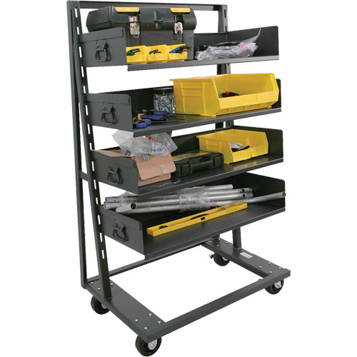 Single-Sided Heavy Duty A-Frame Cart with 4 Large Trays, 38" x 25" x 63", 2500 lbs. Capacity NRZ Safety Inc.