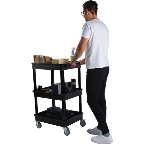 Utility Cart with Deep Lip Shelf, 3 Tiers, 19" x 39-1/2" x 28-1/4", 330 lbs. Capacity NRZ Safety Inc.