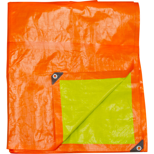 High-Visibility Heavy-Duty Woven Tarp, Polyethylene, Green/Orange, 16' x 20' x 12 mils NRZ Safety Inc.
