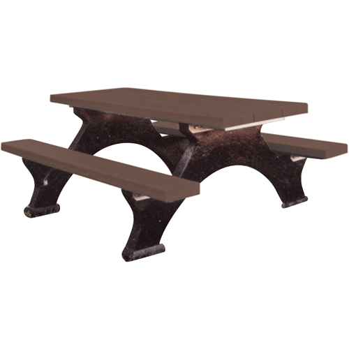 Recycled Plastic Picnic Tables, 8' L x 62-1/4" W, Brown NRZ Safety Inc.
