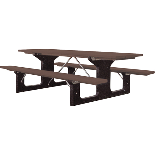 Tables de pique-nique en plastique recycl&eacute;, 6' lo x 61-1/2" la, Brun NRZ Safety Inc.