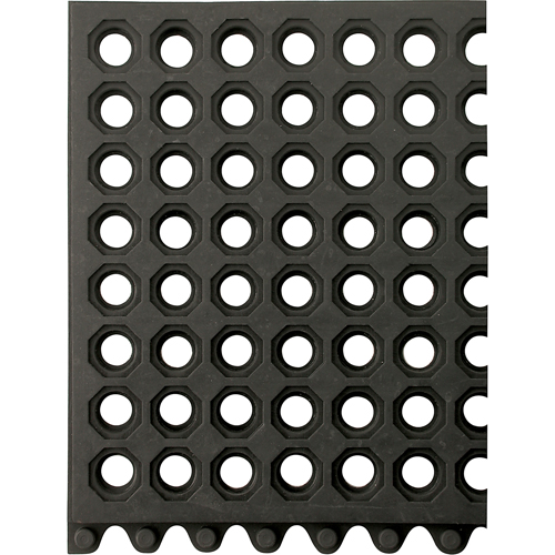 24/Seven&reg; Matting, Rubber, 3' W x 3' L, 5/8" Thick, Black NRZ Safety Inc.