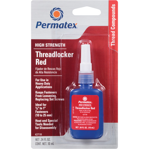 Low Viscosity Threadlocker, Red, High, 10 ml, Bottle NRZ Safety Inc.