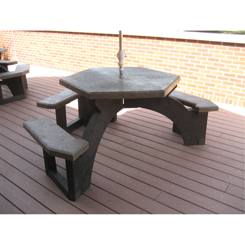 Recycled Plastic Hexagon Picnic Tables, 78" L x 78" W, Brown NRZ Safety Inc.