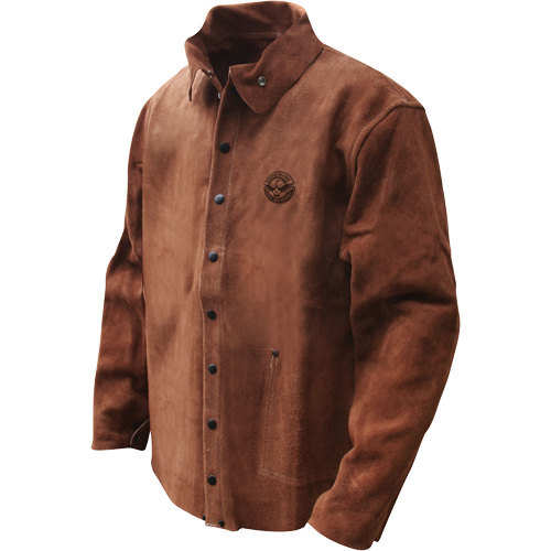 Veste de soudage en cuir fleur de vache refendu Gander Brand, Cuir, Grand, Brun NRZ Safety Inc.