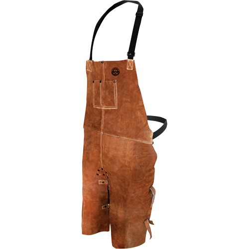 Leather Welding Apron, Split-Leg Bib, 36" L, Brown NRZ Safety Inc.