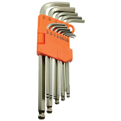 Ball End Hex Key Set, 13 Pcs., Imperial NRZ Safety Inc.