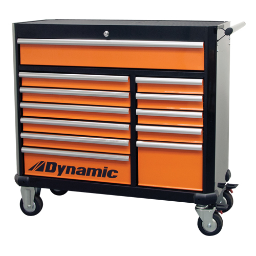 Roller Tool Cabinet, 12 Drawers, 42" W x 18" D x 41" H, Black/Orange NRZ Safety Inc.