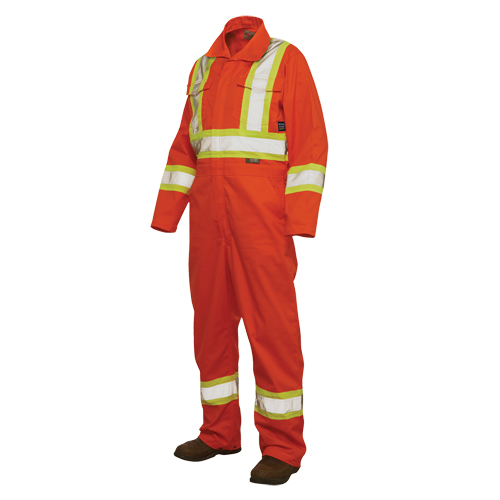 Unlined Safety Coveralls, Large, High Visibility Orange NRZ Safety Inc.