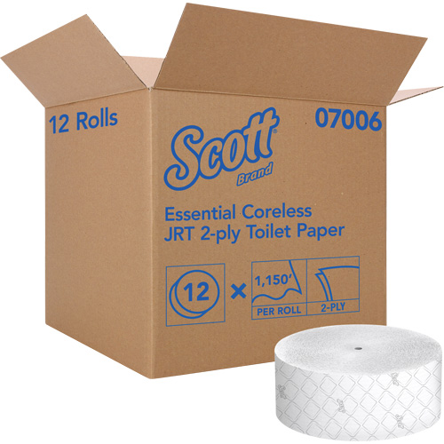 Scott&reg; Essential Toilet Paper, Jumbo/Coreless Roll, 2 Ply, 1150' Length, White NRZ Safety Inc.