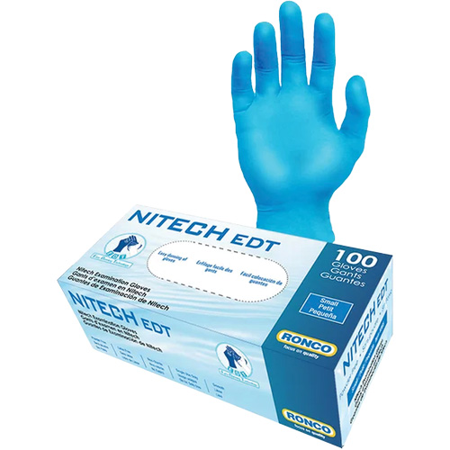 Gants d'examen EDT, Petit, Nitech, 5 mils, Sans poudre, Bleu, Classe 2 NRZ Safety Inc.